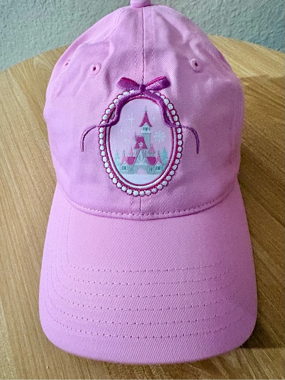 2025 Disney Parks Christmas Holiday Castle Ribbon Bow Pink Hat Cap Adjustable